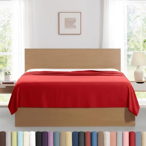 Full Size Flat Sheets Only 80x94 Soft Flat Bed Sheets 2 Pack Chili Pepper by SouthshoreFineLivingInc