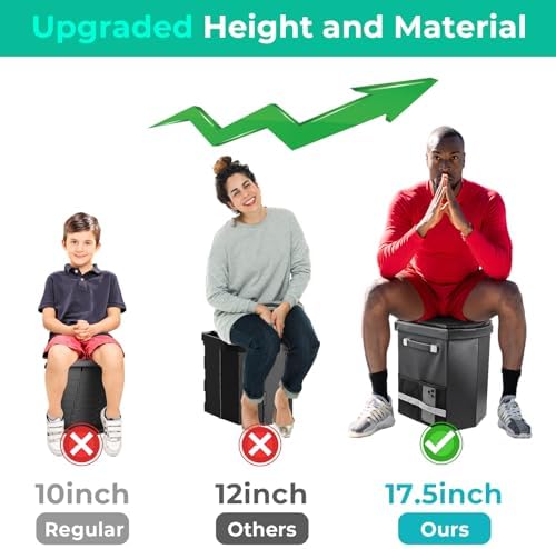 2026 Upgraded XL Portable Toilet for Adults,Tall Camping Toilet with Lid and Convenient Carry Bag, Portable Potty for Camping, Hiking, Car Travel,Truck, RV, Boating, Road Trips, Beach (Black, 17.5''H) - Image 2