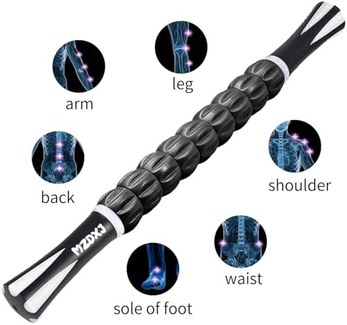 Muscle Roller Massage Roller Stick- Deep Tissue Fascia Blaster for Myofascial Pain Relief, Lymphatic Drainage & Body Sculpting, Handheld Physical Therapy & Recovery Tool (White Black) - Image 6