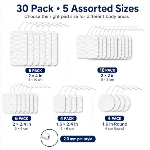 TENS Unit Electrode Pads, 30 Pcs Multi-Size Reusable Muscle Stimulator Pads - Image 2