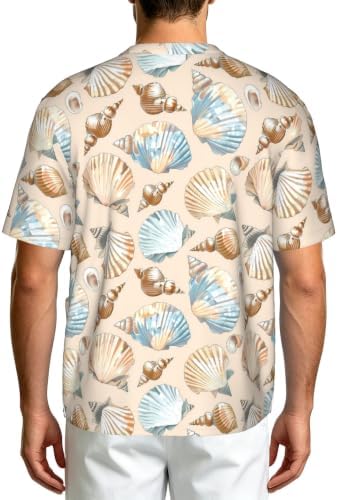 Men's Scrub Top,V-Neck Spill Wrinkle Resistant,3 Pockets-Seashells (3) - Image 2