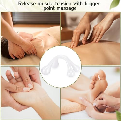Liliful 9Pcs Palm Massage Tool Handheld 4 Point Deep Tissue Massager, White - Image 3