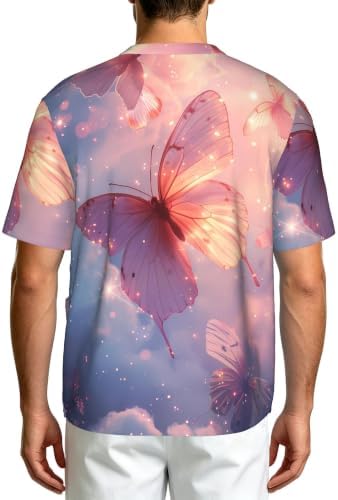 Men's Scrub Top,V-Neck Spill Wrinkle Resistant,3 Pockets-Butterfly Aesthetic (4) - Image 2