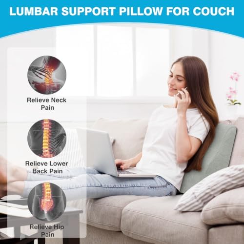 Lumbar Support Pillow for Recliner & Back Pillow for Couch, Dual Layer Memory Foam Back Support for Deep Recliner Chair for Senior Citizen to Sit Up Straight Light Grey - Image 4