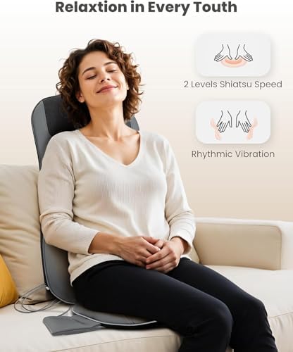 COMFIER Shiatsu Full Back Massager for Chair with Heat, with 2 Shiatsu Speeds,Heated Chair Massage Pad with Spot,Seat Cushion,Neck Massager,for Home Office use,Gifts for Women Men Mom Dad - Image 2
