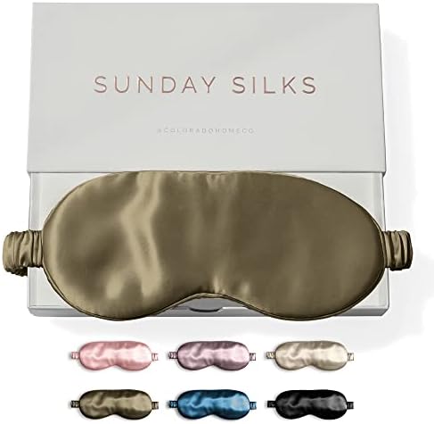 SUNDAYSILKS™ Exclusive Mulberry Silk Sleep Mask | Soft Eye Covers, Blackout Sleeping Mask for Women & Men | Silk Eye Mask for Sleep, Travel, and Relaxation | Antifaz para Dormir [Olive] by ColoradoHomeCo