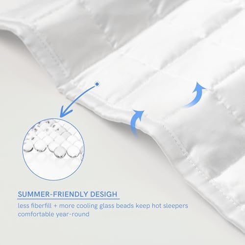 YnM Cooling Weighted Blanket, 5lbs Heavy Bed Throw for One Person of 40lbs, Perfect for Hot Sleepers or Warm Climates with Rayon/Glass Beads(41x60 Inches, Twin Bed，White) - Image 5