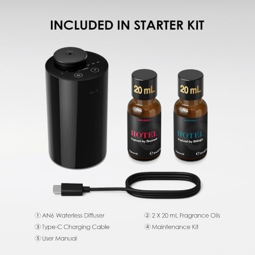Airversa AN6 Waterless Essential Oil Diffuser Starter Kit, Black - Image 6