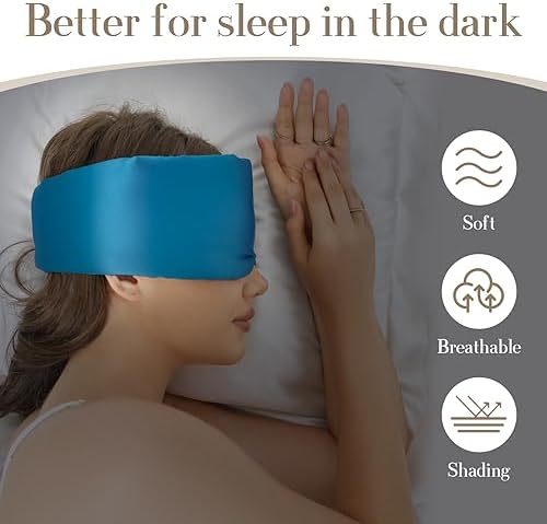 SECZIPE 100% Mulberry Silk Sleep Mask Eye Mask for Women Man with Adjustable Band, for Side Sleeper Blackout Sleep Mask for Travel Rest and Office Large Size (Blue) - Image 2