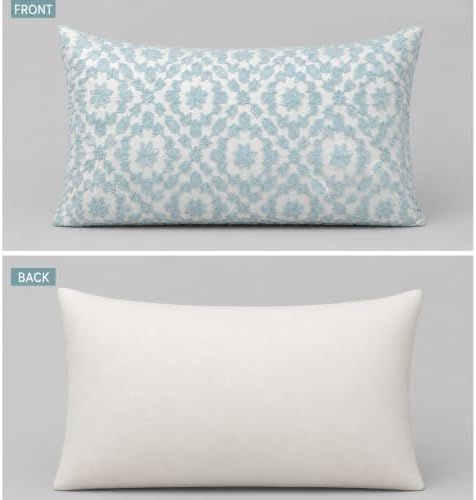 2PCS Pack Lumbar Decorative Throw Pillow Cover 12x20 inch Aquatic Blue Trellis Mina Pillowcase 30x50cm Porcelain Light Blue Cushion Cover Glacier Airy Light Blue Stylish Lumbar Pillow for Bed Outdoor - Image 3