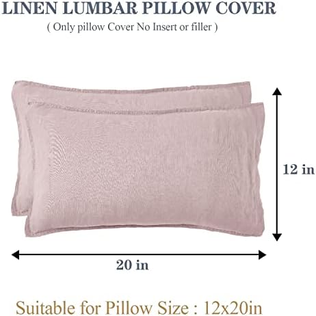 Simple&Opulence 100% Linen Lumbar Pillow Cover 12 x 20 Inches Set of 2 Rectangular Decorative Throw Cushion Cover for Couch Sofa Bed Living Room Office Soft Breathable Farmhouse - Blush Pink - Image 4