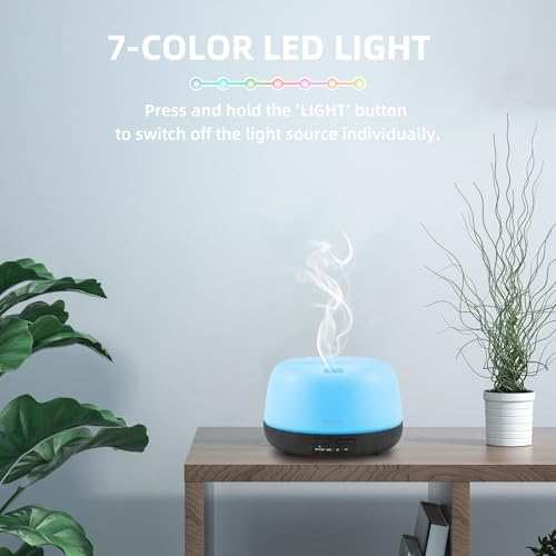 SEEDSEEL 300ML Essential Oil Diffuser with Remote Control, Aromatherapy Diffuser with 7-Color Changing LED Light for Small Rooms, Bedroom, and Home - Image 6