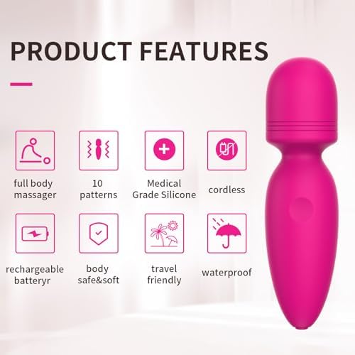 Mini Massager, Handheld Massager with 10 Quiet Vibration Modes - Image 3