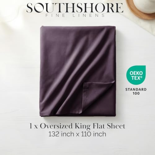 Oversized King Size Flat Sheet Only 132x110 Microfiber Flat Sheet Purple - Image 2