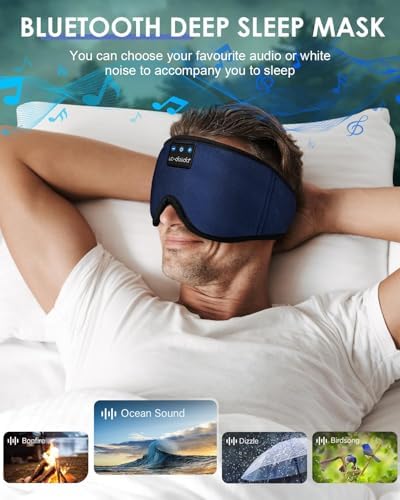 LC-dolida Sleep Headphones, Sleep Mask Bluetooth Wireless Music Eye Mask, Sleeping Headphones for Side Sleepers Sleep Mask with Bluetooth Headphones Ultra-Thin Stereo Speakers Perfect for Sleeping - Image 6