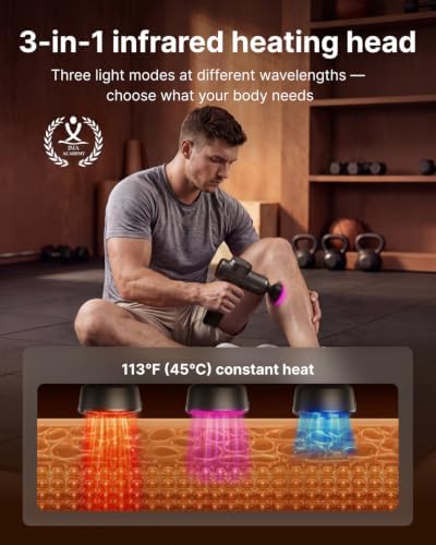 RENPHO Active 2 Red Massage Gun with 850nm Infrared Heating & 3 Light Modes - Image 3