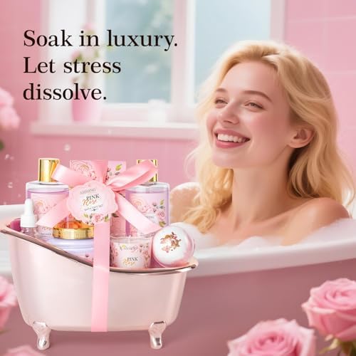 Bath and Body Gifts for Women 8pcs Relaxing Rose Spa Gift Set for Women - Image 5