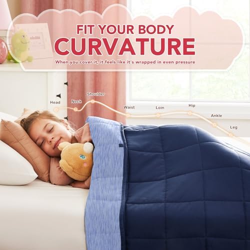 CuteKing Ultra-Cooling Weighted Blanket (10lbs, 40"x 60", Blue + Navy Blue) Absorbs Heat to Keep Adults Cool on Warm Nights, Ultra-Cool Weighted Blanket for Cooling with Premium Glass Beads - Image 3