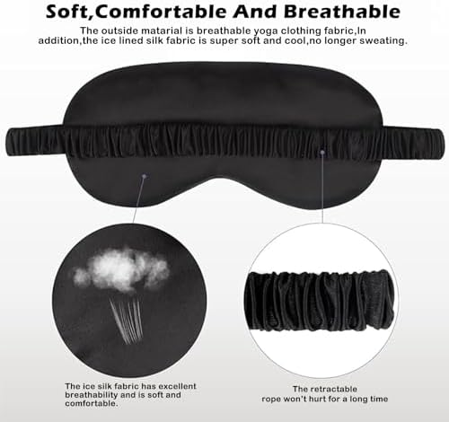 3Pcs Satin Eye Mask Silk Sleep Masks Set Silky Blindfold Eyeshade Blackout Eyes Cover Pouches Bag Scrunchy Wedding Gift - Image 6