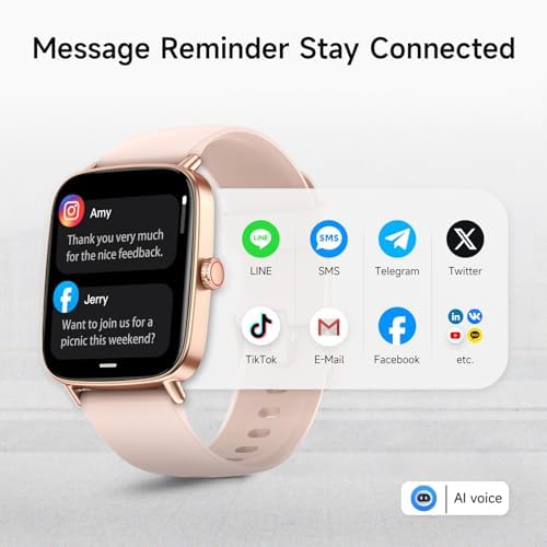 Smart Watch for Women, 1.85" HD Smartwatch Compatible iPhone/Samsung/Android (Answer/Make Calls), 100+ Sport Modes Fitness Tracker with Heart Rate/Sleep/SpO2 Monitor, IP68 Waterproof, with 2 Bands - Image 2