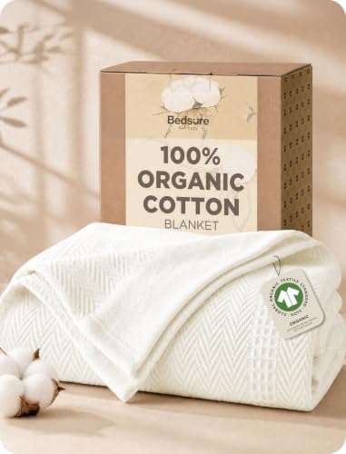 Bedsure PureWoven 100% Organic Cotton Waffle Luxury Blanket, Twin XL, White by Unknown
