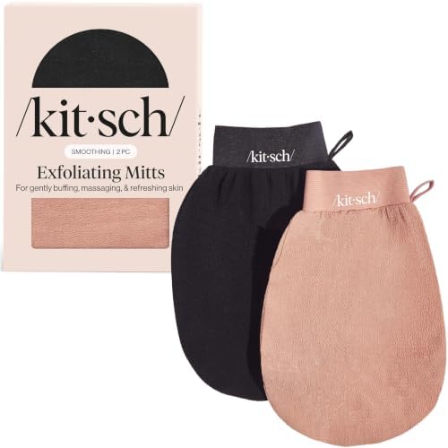 Kitsch Exfoliating Glove – Exfoliating Mitt - 2pc Black & Terracotta by Unknown