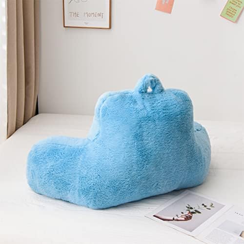 Aimuan Reading Pillow Bed Rest Pillow with Arms Rabbit Fur Cushion for Adults Teens Incline Rest Sitting up & Sleeping Snoring Pillow with Pregnancy Lumbar Back Support (Standard, Blue) - Image 2