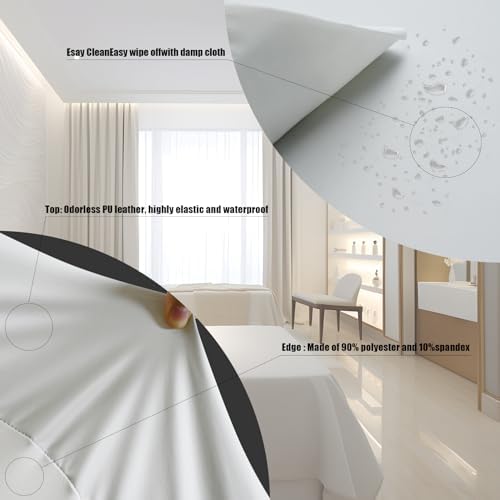 White Lash Bed Cover PU Leather Massage Table Cover Waterproof&Wipeable Protective Cover for Eyelash Extension Bed/Salon Massage Bed/Spa Bed, Odorless and High Elasticity Vegan Lash Bed Topper(6FT) - Image 3