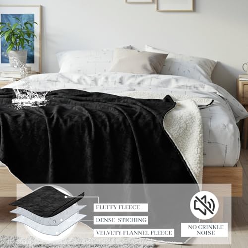 Tisancy Waterproof Gray Blanket for Dog Cat Puppy, 50'' x 80'' Double Side Leakproof Reversible Double Side Sherpa Flannel Fleece 3 Layer Lightweight Blanket, Absorb 44oz(BlackWhite), Machine Washable - Image 3