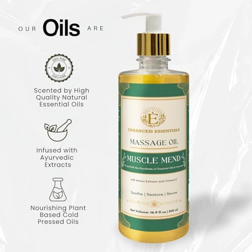 Muscle Mend| Muscle Recovery Massage Oil with Arnica, Ashwagandha & Essential Oils| Soothing,Non-Greasy, Fast-Absorbing| Use Post-Workout or Bedtime | 500ml (16.9 fl oz) - Image 3