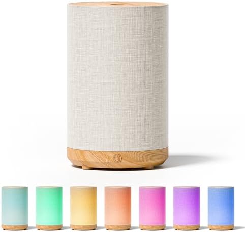 Essential Oil Diffuser with Fabric Cover & Lamp,Small Portable Aroma Diffuser for Home 120ml, Ultrasonic Aromatherapy Oil Diffuser with 7 Colors LED, Auto Shut-Off, Mini Humidifier for Bedroom,Plug In by SNOWSEN