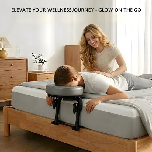 Massage Headrest for Bed Home Mattress Top Massage Kit Adjustable 18" Height SPA Head Holder Massage Face Cradle Home Salon Face Cushion Support Bracket (Gray) - Image 3