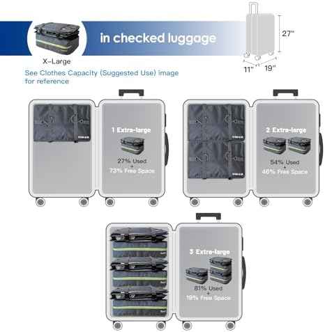 Stow-N-Go Portable Hanging Travel Shelves, Packing Organizer for Luggage. Carry on Closet for Clothes. Expandable Packing Cube. Travel Essentials. Dak Gray - XL - Image 4