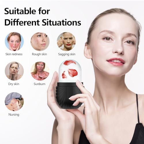 Ice Roller for Face and Eye, Reusable Silicone Ice Facial Roller Ice Holder, Face Ice Mold Skin Care, Ice Cube Roller for Shrink Pores Anti Wrinkle Reduce Puffiness, Black - Image 2