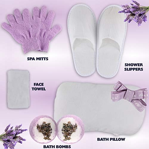 Valentines Gift Baskets for Women Spa Day! Natural Lavender Chamomile Spa Bath Sets for Women Gift Infused with Essential Oils. Sulfate Free Lavender Bath Set Spa Gift Set - Image 3
