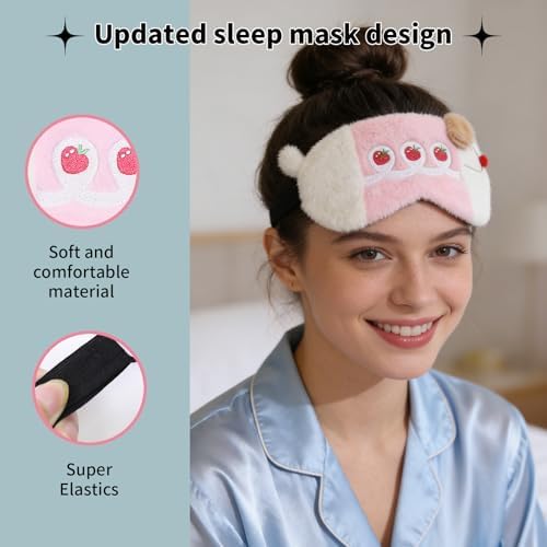 PERFECTSIGHT Sleep Eye Masks, Cute Sleep Eye Cover Lightweight Adjustable Eyeshade Mask Cover for Women Men Sleep Travel Nap, Strawberry Dachshund - Image 4
