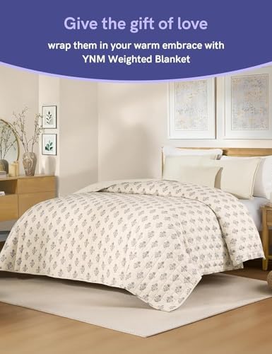 YnM 12lbs Weighted Blanket for Adults, Linen Heavy Bed Throw Blanket with Cooling Glass Beads for All Season Use, Ideal for ~110lbs (48x72 Inches, Twin/Full, Damask) - Image 4