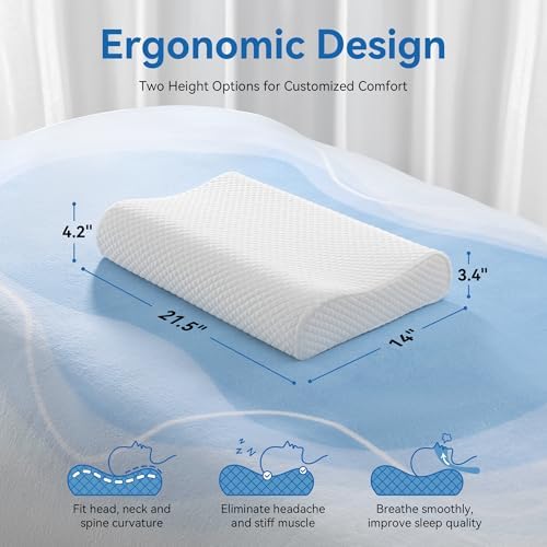 AM AEROMAX Contour Memory Foam Cervical Pillow for Neck Pain Relief, White - Image 3
