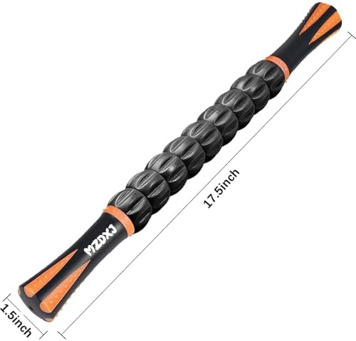 Muscle Roller Massage Roller Stick- Deep Tissue Fascia Blaster for Myofascial Pain Relief, Lymphatic Drainage & Body Sculpting, Handheld Physical Therapy & Recovery Tool ​(Orange Black) - Image 2