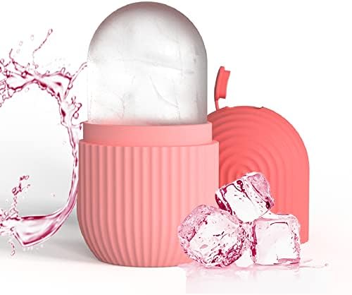 Joyeee Ice Face Roller, Reusable Silicone Mold Face Massage Eye Facial Beauty Skin Care Tools Apply Ice for Shrink Pores Anti Wrinkle Reduce Puffiness Improve Skin Elasticity, Striped, Pink by Joyeee