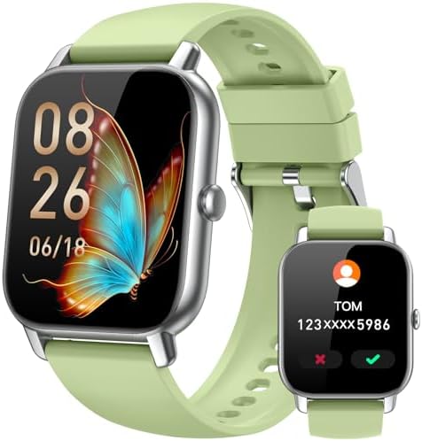 Smart Watches for Men Women, Fitness Tracker with Activity Counter/Sleep Monitor, IP68 Waterproof Smart Watch for Android iPhone iOS Compatible (Meadow Green, 1.83) by Unknown