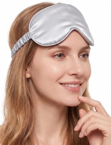 [3 Pack] QSYW Sleep Masks, Satin Eye Mask for Sleeping - Silky Eye Masks Bulk with Storage Bag & Elastic Strap,Silvery - Image 2
