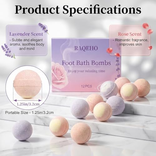 Foot Bath Bombs Gift Set - 12PCS Rose Lavender Aromatherapy Foot Soak Individually Wrapped with Sea Salt for Dry Cracked Softener Exfoliator Foot Spa Pedicure Supplies Birthday Mothers day Gift - Image 2