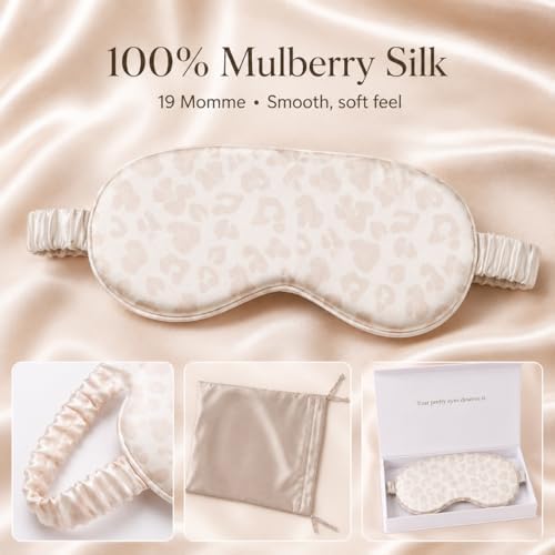 Silk Sleep Mask Light Blocking Luxury 100% Mulberry 22mm Silk Eye Mask Eye Cover Blindfold Ultra Soft Light & Comfy Anti Aging Skin Care with Travel Bag Gift Package - Image 2