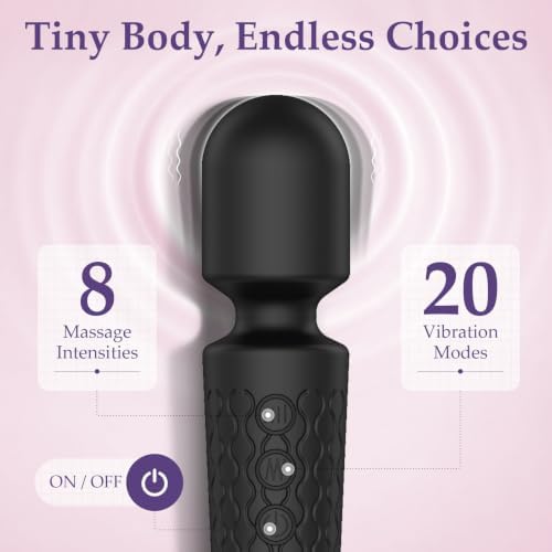 Upgraded Cordless Rechargeable Mini Handheld Massager, 20 Modes 8 Speeds, Premium Silicone, Black, On-the-Go Stress Away & Full Body Muscle Relaxation - Image 2