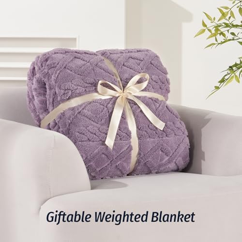 Wemore Sherpa Weighted Blankets for Sleeping Queen 60" x 80" 20 lbs Purple - Image 6