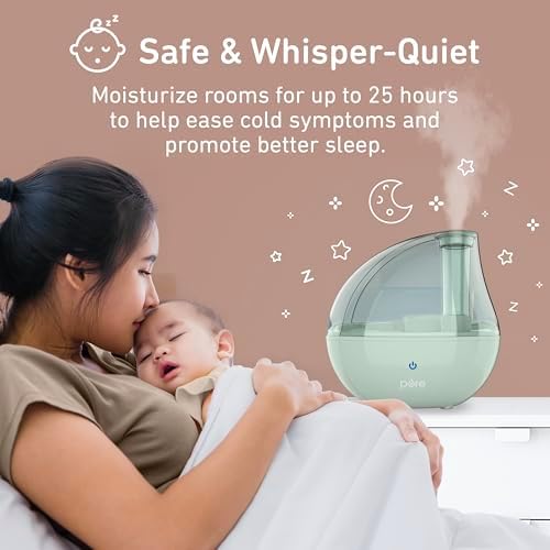 Pure Enrichment PureBaby Ultrasonic Cool Mist Humidifier & Soft Glow Night Light, Whisper-Quiet and Ideal for Baby Nurseries & Kids Bedrooms to Relieve Congestion, Colds, & Coughs (Whisper Green) - Image 2