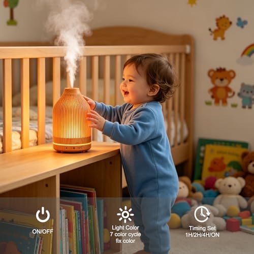 Diffuserlove Essential Oil Diffuser,150ML Small Aroma Humidifier with 1H/2H/4H Timer,Cool Mist & 7 Colors Night Light,Decor Diffuser Ready Gift for Home Office Bedroom - Image 4