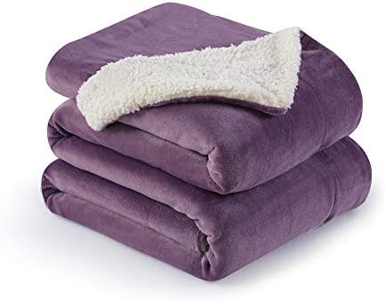 NANPIPER Flannel Blanket Reversible Sherpa Throw Blanket Super Soft Fuzzy Plush Microfiber (50"x60" Cassis Purple) by NANPIPER