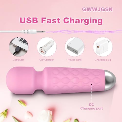 GWWJGSN Handheld Cordless Vibrating Neck Back Massager (Rose Pink) - Image 3